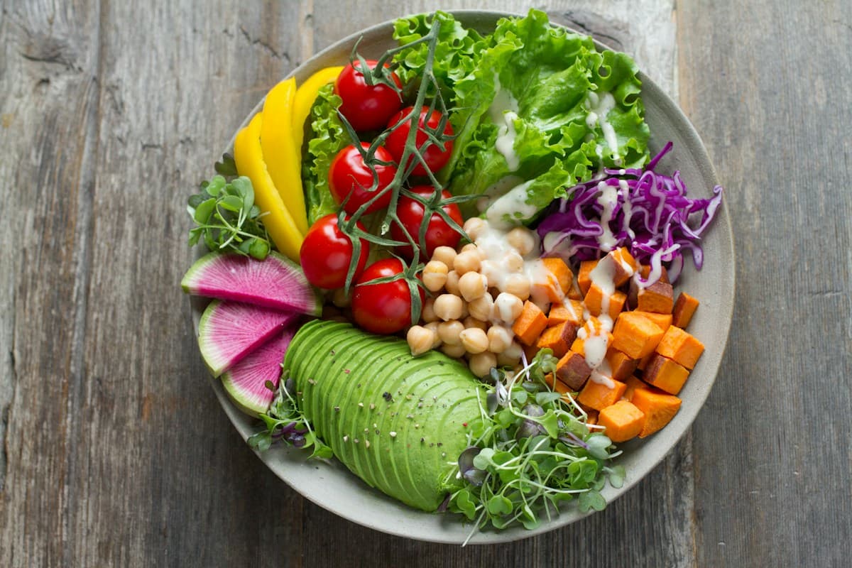 A colourful bowl of fresh vegetables